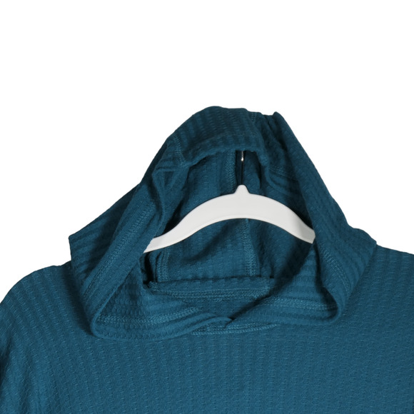 Chaser Thermal Tunic Knit Top Women Large Teal Green Hooded Athleisure Soft - Picture 3 of 7